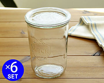ウェック モールドシェイプ WE743 ガラスキャニスター 750ml 直径Lサイズ 6個セット