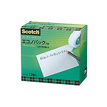 3M スコッチ メンディングテープ エコノパック 小巻 18mm×30m 紙箱入 業務用パック MP-18S 1パック(12巻)