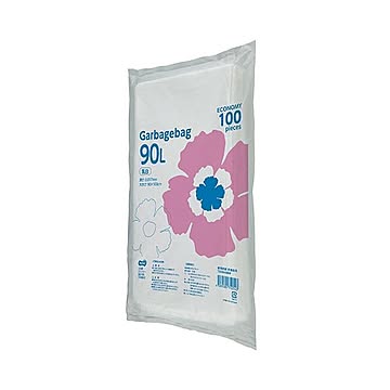 （まとめ）TANOSEE ゴミ袋エコノミー乳白半透明 90L 1パック（100枚）【×5セット】