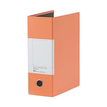 TANOSEE 両開きパイプ式ファイルSt A4タテ 800枚収容 80mmとじ 背幅107mm オレンジ 1セット（10冊）