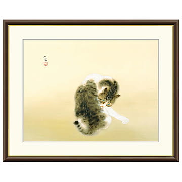 額絵 班猫 竹内栖鳳 52x42cm 三幸