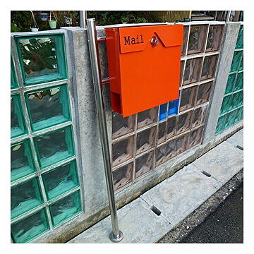 郵便ポスト 郵便受け 錆びにくい メールボックス 片足スタンドタイプ オレンジ色 ステンレスポスト(orange)