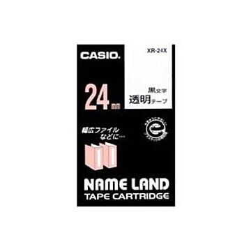 （まとめ）カシオ CASIO 透明テープ XR-24X 透明に黒文字 24mm×3セット