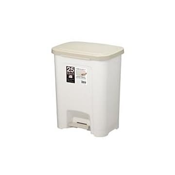 25L ペダル式 ワイドゴミ箱 ベージュ ポリ袋止め付 セット12個
