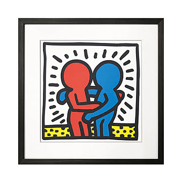 Keith Haring アートポスター 1987 ブラック 42.5cm×42.5cm×3.2cm フレーム付き