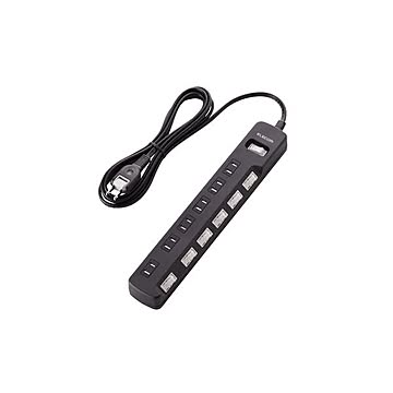 (まとめ)エレコム 一括＆個別スイッチ付 雷ガードタップ T-K8A-2625BK×2セット