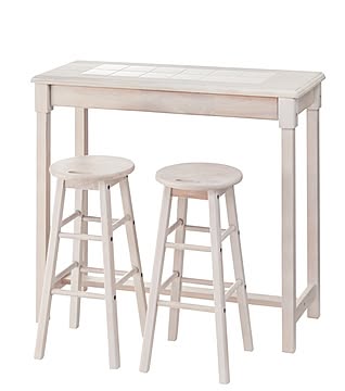 Nate カウンターテーブル＆スツール2脚セット ホワイト m10410