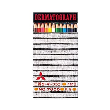 (まとめ) 三菱鉛筆色鉛筆7600（油性ダーマトグラフ） 12色（各色1本） K760012C 1セット 【×10セット】