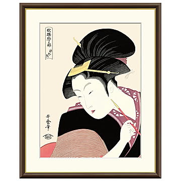 額絵 深く忍恋 喜多川歌麿 52x42cm 三幸