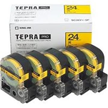 (業務用5セット) キングジム テプラ PROテープ/ラベルライター用テープ 【幅：24mm】 5個入り SC24Y-5P イエロー(黄)