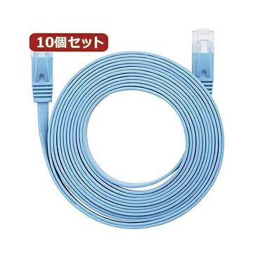 10個セット LANケーブル フラット CAT6 5m 青 AS-CAPC021X10
