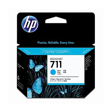 （まとめ） HP711 インクカートリッジ シアン 29ml／個 染料系 CZ134A 1箱（3個） 【×3セット】