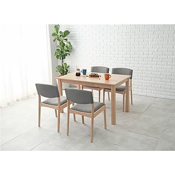 シンプルダイニングセット テーブル×1 チェア×4 ナチュラル×グレー 机幅約120cm 引出2杯 組立品