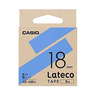 （まとめ）カシオ ラテコ 詰替用テープ18mm×8m 青/黒文字 XB-18BU 1個【×10セット】