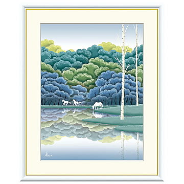 額絵 湖畔黎明 竹内凛子 42x34cm 三幸