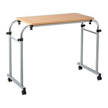 伸縮式ベッドテーブル 横幅調整可能 キャスター付き ナチュラル