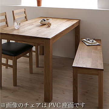 Cursus 4点セット オーク無垢ワイドダイニングテーブル+チェア2脚+ベンチ1脚 W160 オークナチュラル