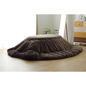 こたつ布団 【単品 楕円 無地 ブラウン 約185×225cm】 厚掛タイプ フランネル リバーシブル 抗菌 防臭 〔リビング〕