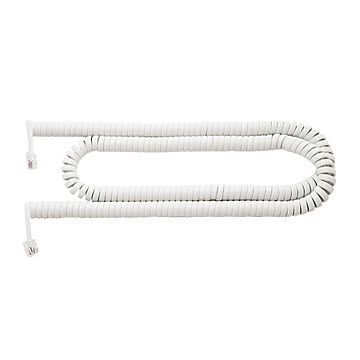 ミヨシ　4極4芯 受話器用カールコード クロス結線 約1.0m DC-J410/WH 【10本セット】