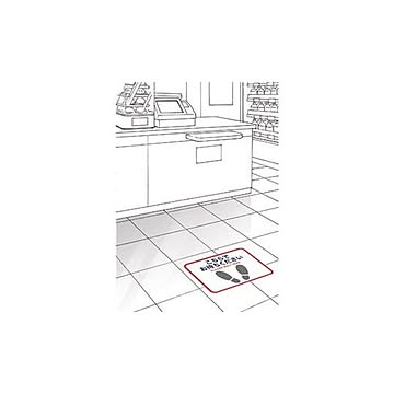 （まとめ）長門屋商店 フロア誘導シール 足型四角（A3）赤 FN9320【×3セット】