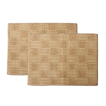 バスマット フロアマット 2枚組 45×60cm 吸水 防滑 アイボリー