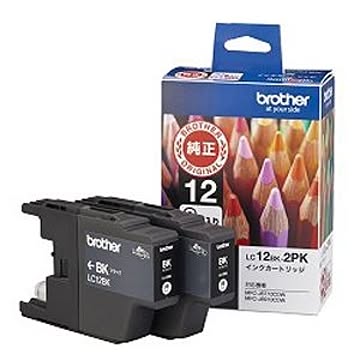 （まとめ） ブラザー インクジェットカートリッジ LC12BK-2PK ブラック 2個パック 2個入 【×3セット】