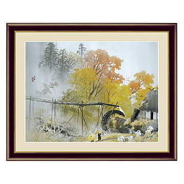 アート 額絵 彩雨 川合 玉堂 本紙サイズ F4(約31x23cm) 額サイズ 42x34cm 三幸