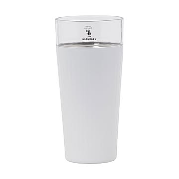 保冷 ハイボールタンブラー/ハイボールカップ 500ml ホワイト メモリ付き ステンレス製 〔プレゼント ギフト〕