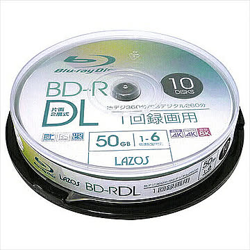 100枚セット(10枚X10個) Lazos BD-R DL L-BDL10PX10 管理No. 4589452997022