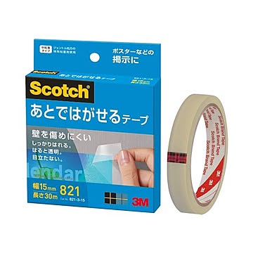 (まとめ) 3M スコッチ あとではがせるテープ大巻 15mm×30m 821-3-15 1巻  【×30セット】