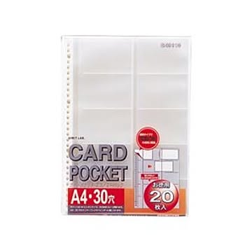 (まとめ) リヒトラブ リクエスト カードポケット透明 A4タテ 2・4・30穴 片面10ポケット（20カード収容） ヨコ入れ G49110 1パック（20枚） 【×10セット】