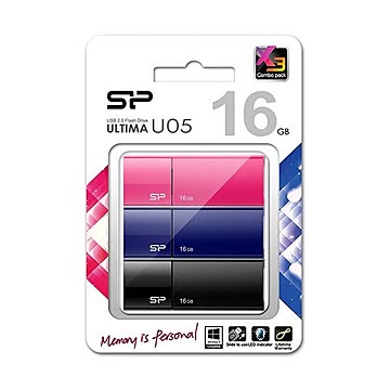 （まとめ）シリコンパワーUSB2.0フラッシュメモリ Ultima U05 16GB SP048GBUF2U05VCM1パック(3個)【×2セット】