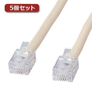 5個セット サンワサプライ シールド付ツイストモジュラーケーブル TEL-ST-15N2X5 管理No. 4589452968657