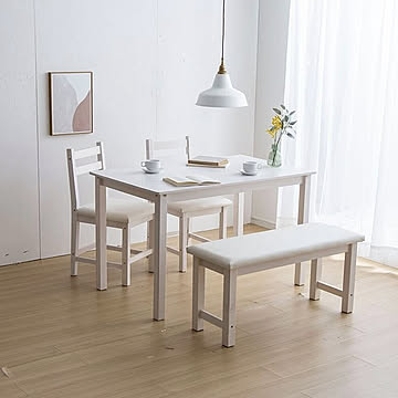 お部屋に馴染みやすいカラーと温かみある木目が特徴のダイニングセット【4点セット】