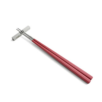 クチポール クーベ 箸 + 箸置きセット レッド Cutipol KUBE [ネコポス対応可(15セットまで)]