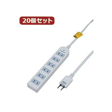 YAZAWA 20個セット 雷ガード付延長コード・タップ6個口 Y02KS602WHX20