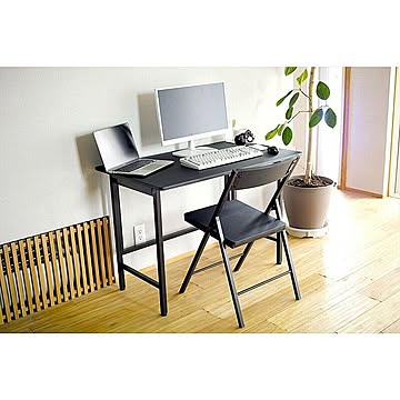 Will-Limited. 折りたたみデスク&チェアセット 幅100cm 完成品 木製 ブラック