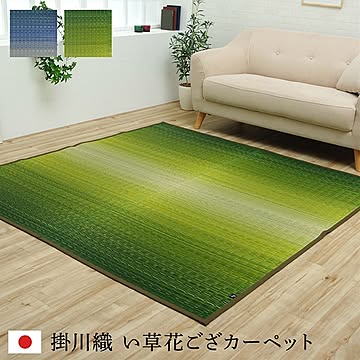 国産 掛川織 い草敷物 江戸間2畳 約174×174cm 自然素材 抗菌防臭 機能 付き グリーン