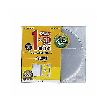 (まとめ)エレコム Blu-ray/DVD/CDケース(スリム/PS/1枚収納) CCD-JSCS50CR×3セット
