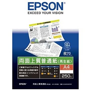 （まとめ） エプソン EPSON 両面上質普通紙＜再生紙＞ A4 KA4250NPDR 1冊（250枚） 【×10セット】