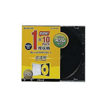 (まとめ)エレコム Blu-ray/DVD/CDケース(スリム/PS/1枚収納) CCD-JSCS10BK×10セット