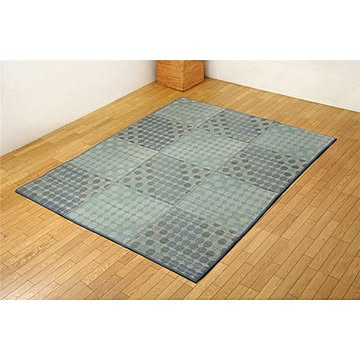 ふっくらボリューム い草ラグカーペット ドット柄 『NSPサークル』 約200×200cm （裏面：滑りにくい加工）