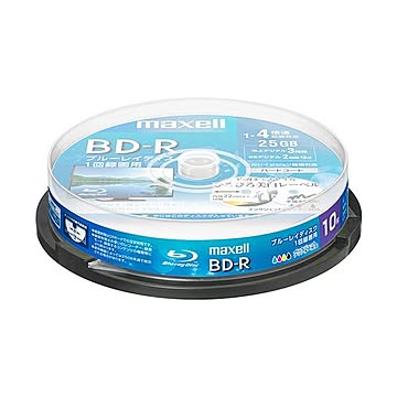 （まとめ）マクセル 録画用BD-R 130分1-4倍速 ホワイトワイドプリンタブル スピンドルケース BRV25WPE.10SP 1パック(10枚) 【×5セット】
