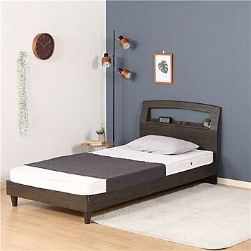 シングルベッド 寝具 木製 幅99×奥行205.5×高さ82cm 宮付き LEDライト付き 組立品