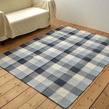 ラグ ブロックオーシャン 140×200cm 1.5畳用 インド綿100％