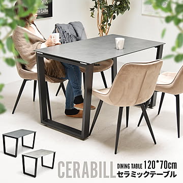 CERABILL　ダイニングテーブル　120cm×70cm×72.5cm 石目柄 艶消し トラピゾイド インダストリアル 食卓