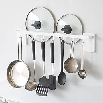  山崎実業 フィルムフック鍋蓋も収納できるキッチンツールバーフック付き タワー W55 tower