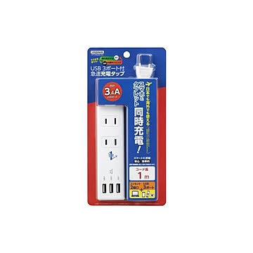 YAZAWA 国内海外兼用2AC3USB3.4A1mVFC34A2AC3U