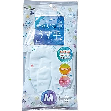 ショーワ きれいな手ビニール手袋薄手Mホワイト 39-380 20セット