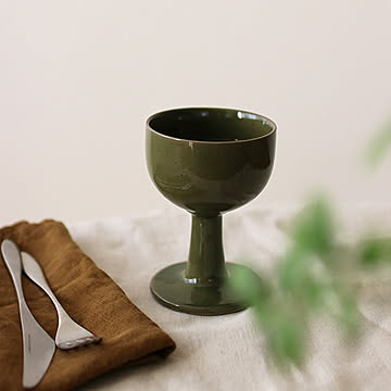 ferm LIVING (ファームリビング) Floccula Wine Glass (フラキュラ ワイングラス) グリーン/ソイル 食器/ガラス